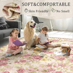 2x6 Machine Washable Runner Rug, Kitchen Hallway Area Rug Pink Vintage Boho - Image 4