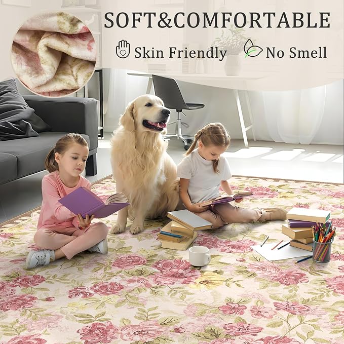 8x10 Machine Washable Area Rug for Living Room, Kids and Pets Friendly for - Image 4