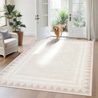 Geometric Bordered Machine Washable 9x12 Low Pile Area Rugs - Image 8