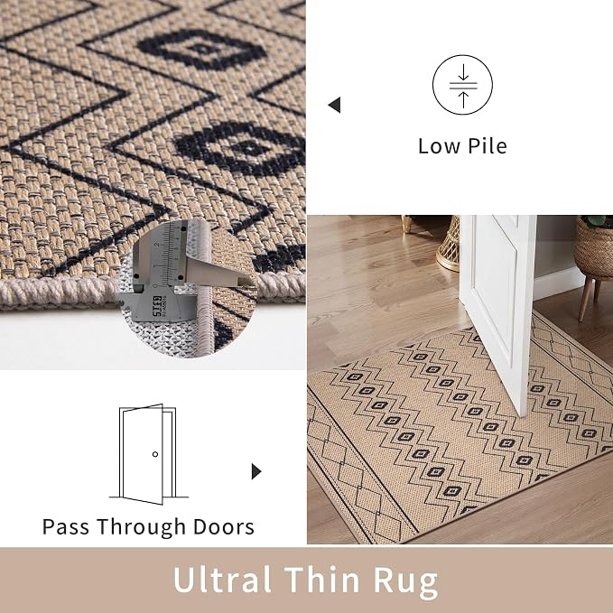 Tangsoo Modern Geometric Easy Jute Rug 3x5 Small Area Rug, Non-Slip Washable Rug - Image 4