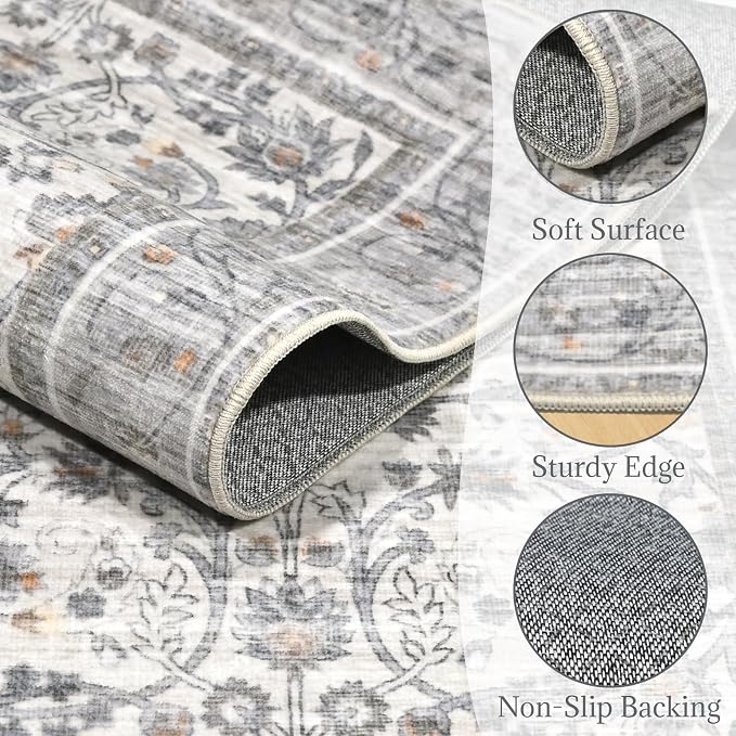 8x10 Washable Area Rugs Ultral Soft Non-Slip Stain Resistant Vintage Boho Large - Image 7