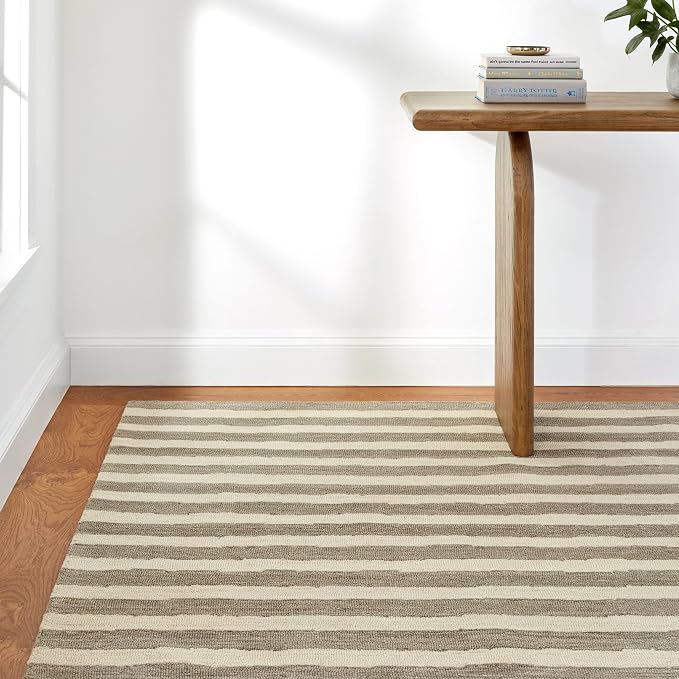 Dash & Albert Silas Stripe Grey Hand Micro Hooked Wool Rug, 5 X 8 Feet - Image 3