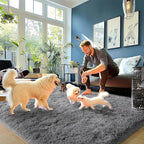 Dark Gray Fluffy Rug Plush Carpet - Image 4