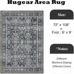 HUGEAR 6x9 Area Rug Black Vintage Machine Washable Living Room Retro Rugs - Image 2
