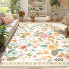 Floral 8x10 Area Rug Machine Washable Soft Print Boho Carpet Non Slip Doormat - Image 2