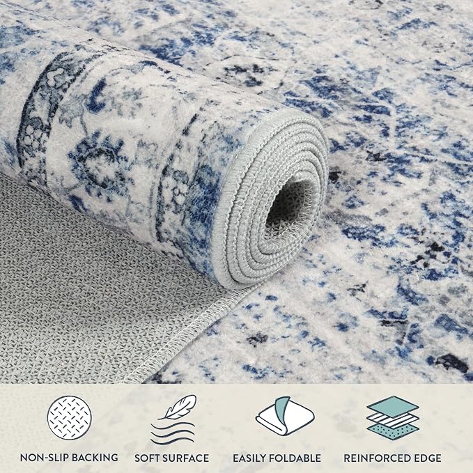 Lahome Washable Rugs 5x7 Area Rugs, Retro Distressed Non Slip Throw Carpet - Image 7