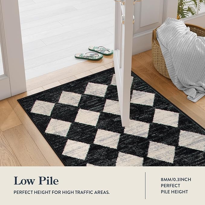 Lahome Washable Kitchen Runner Rug, 2x7 Black and White Hallway Runner Rugs - Image 5