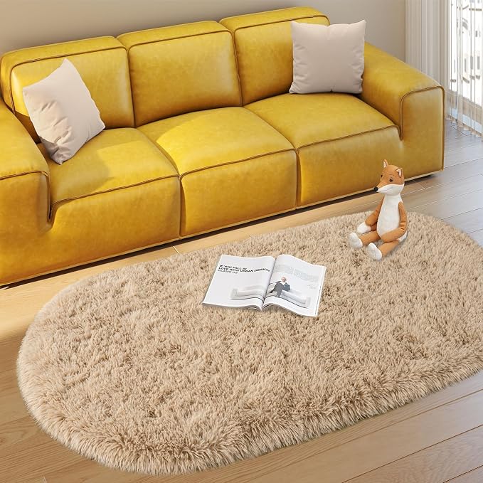 Soft Fluffy Area Rug for Bedroom, Fuzzy Shaggy Oval Throw Rugs for Bedside - Image 2