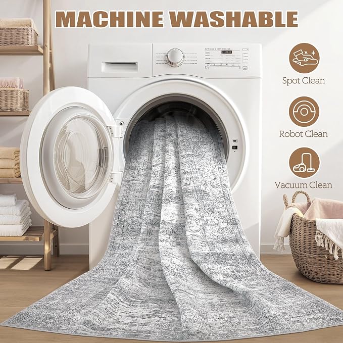 Washable Area Rug: 3x5 ft Abstract Small Rugs - Image 6