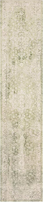 Nourison Home Astra Machine Washable Ivory Green 2'2" x 8' Area Rug - Image 3