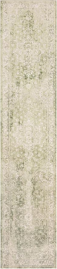 Nourison Home Astra Machine Washable Ivory Green 2'2" x 8' Area Rug - Image 3