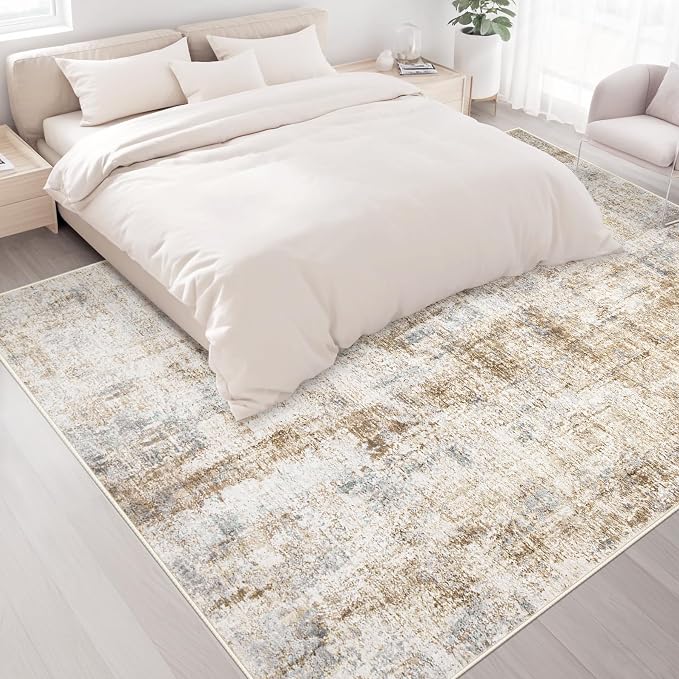 Area Rugs 9x12 Living Room: Washable Rug Modern Abstract Large Rugs Soft Non - Image 4