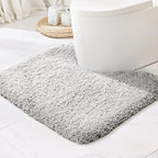Grey Toilet Rug 22x24 Non Slip Fluffy Toilet Floor Mat U Shaped Washable - Image 7