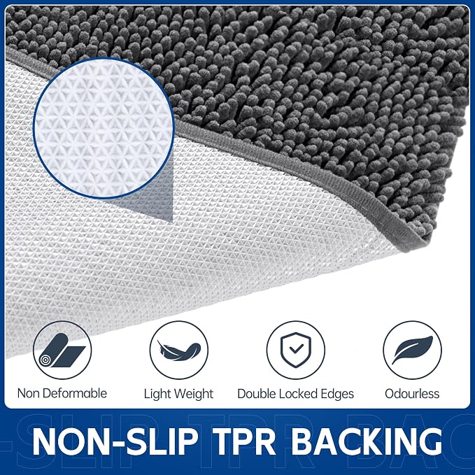 Chenille Absorbent Front Door Mat 60" x 30", Dog Door Mat - Image 4