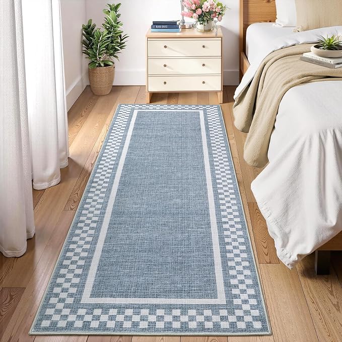 Washable Runner Rug 2x10 Modern Bordered Hallway Runner Rug Non Slip Kitchen by GarveeHome