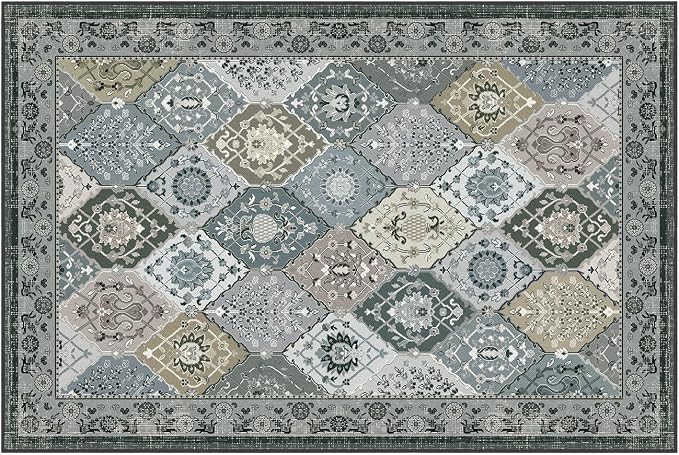 Phantoscope Washable Area Rug 4'x6' Non-Slip, Vintage Boho Rugs - Image 3