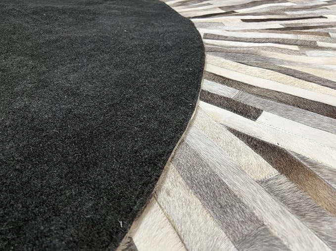 Faux Cowhide Round Area Rug | Non-Slip Leather Floor Carpet - Image 9