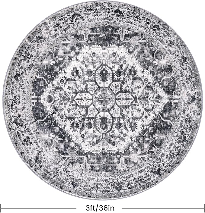 KOZYFLY Round Rug 3 Ft Rugs for Entryway Washable Circle Entrance Rug Non Slip - Image 2