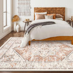 LIVEBOX 8x10 Area Rug for Living Room, Washable Orange Boho Rug, Soft Non-Slip - Image 6