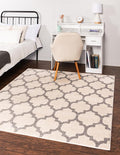 Rugs.com Lattice Collection Rug – 8 Ft Square Beige and Gray Medium-Pile Rug by Rugscom