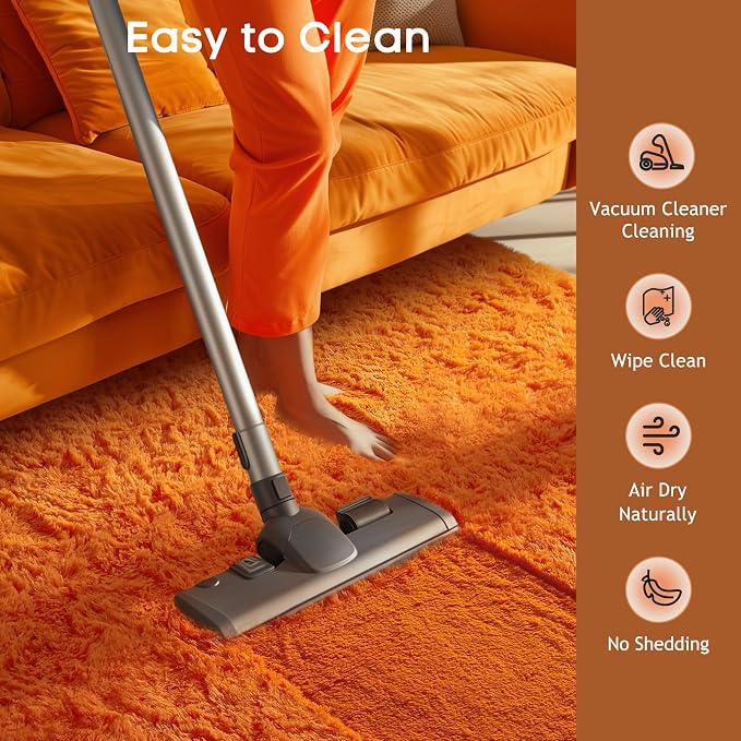 Ophanie Orange Rugs for Living Room Bedroom, 6x9 Fluffy Fuzzy Furry Carpet - Image 6
