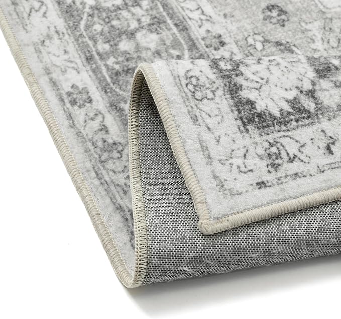 Gray 8x10 Area Rug Washable Vintage Living Room Carpet Non Slip Retro - Image 7