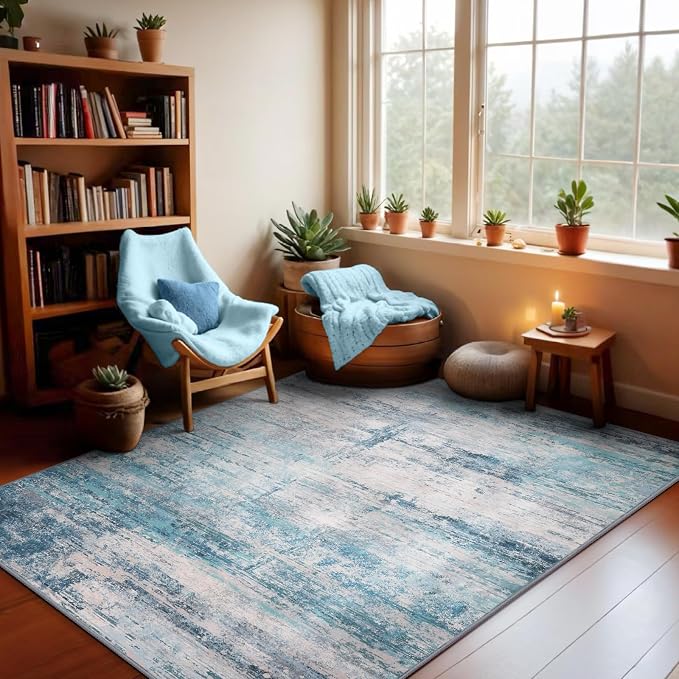 Abstract 3x5 Area Rug Washable Soft Non-Slip Carpet - Image 2