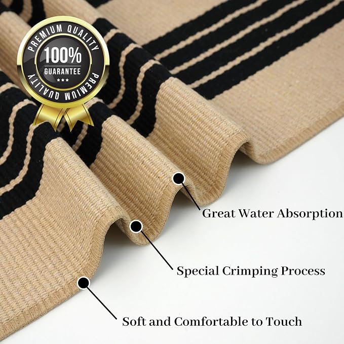 KOZYFLY Striped Front Door Mat 27.5x43 Inches Brown and Black Front Door Rug - Image 4