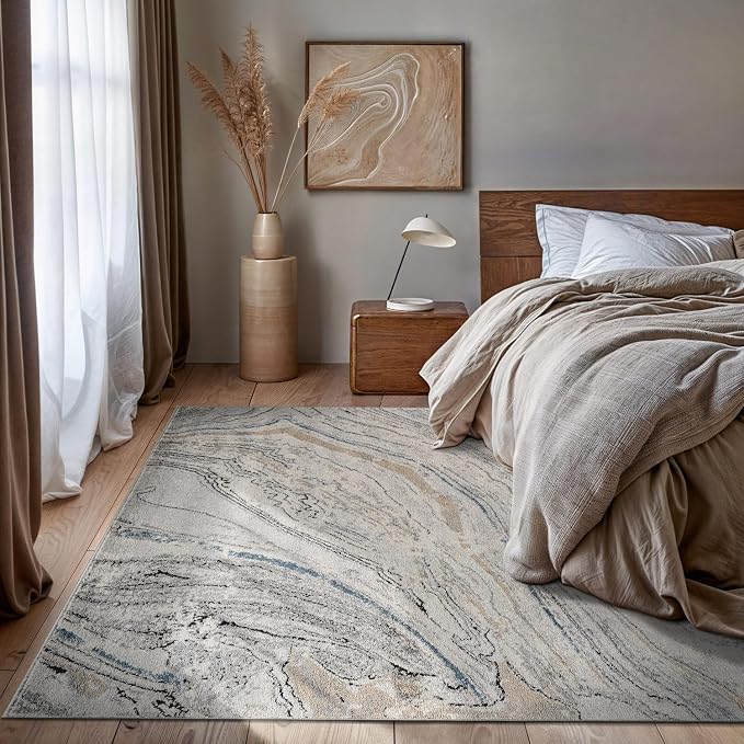 Rugshop Marble Swirl Distressed Gray Area Rug 6' 6" x 9' Ideal - Image 7