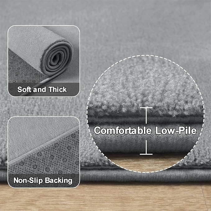 Amearea Large Modern Area Rugs for Bedroom Living Room, 6x9 Feet Grey Thickened - Image 3