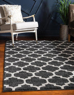 Rugs.com Lattice Collection Rug – 5' x 8' Black Medium Rug Perfect by Rugscom