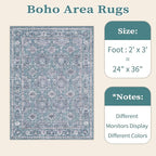 SERISSA Vintage Floral Rugs for Entryway, 2x3 Blue Grey Entryway Rug Non-Slip - Image 6