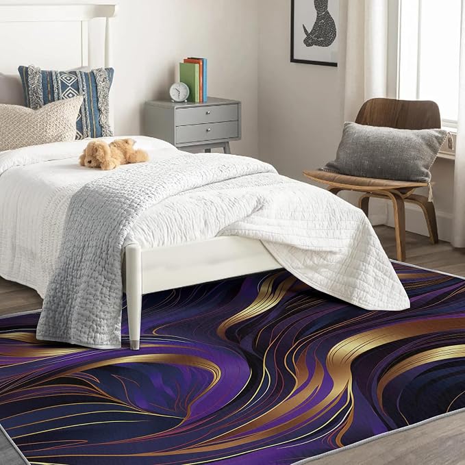 Purple and Gold Rug, 6x8 Rug, Luxury Rugs - Image 3