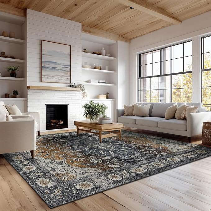 9x12 Area Rug Living Room Rugs, Stain Resistant Washable Rug, Vintage Large by KENODITANAreaRug