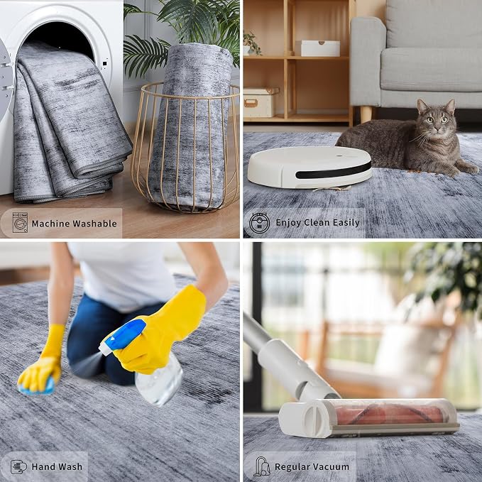 Toneed 2x6 Runner Rug Modern Abstract Hallway Rug Washable Non Slip Rubber Rugs - Image 3