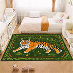 Jungle Tiger Area Rug, Cozy Jungle Style Tiger Print Area Rug Surrounded by - Image 4