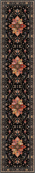 Area Rugs 2'6''x14' Washable Non-Slip, Floral Vintage Distress Print Pattern by RELEANY