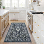 KILOCOCO Area Rug 3x5 Entryway Rug Washable Printed Vintage Floral Rubber - Image 7