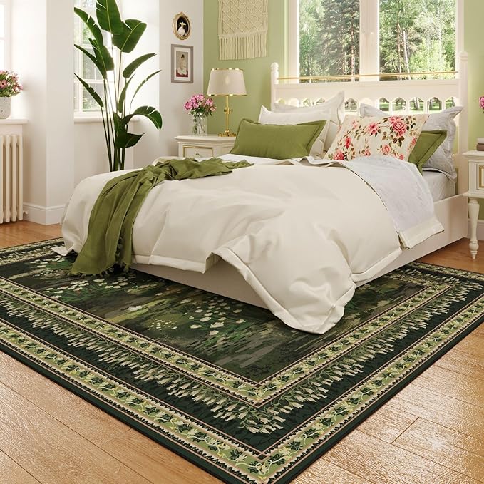 Rugcomf Area Rugs 8x10 Clearance Impressionist-Style Vintage Washable Area Rug - Image 2