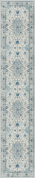 Area Rugs 2'6''x14' Washable Non-Slip, Floral Vintage Distress Print Pattern by RELEANY