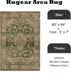 HUGEAR Retro Green Area Rug 5x7 Machine Washable Living Room Rugs Distressed - Image 2