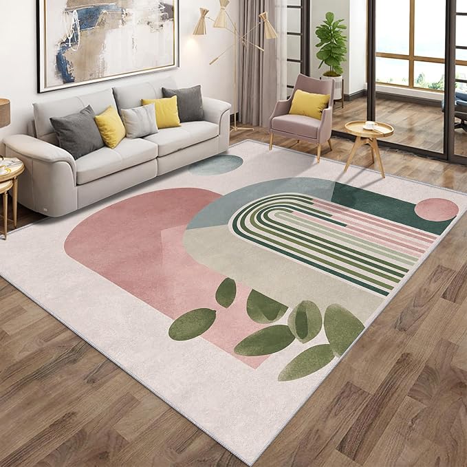 Mid Century Modern Rugs for Home Decor, 3x5 ft, Boho Abstract Geometry Area - Image 2