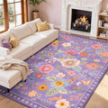 Floral 9x12 Area Rug Machine Washable Soft Print Boho Carpet Non Slip Doormat by RELEANY
