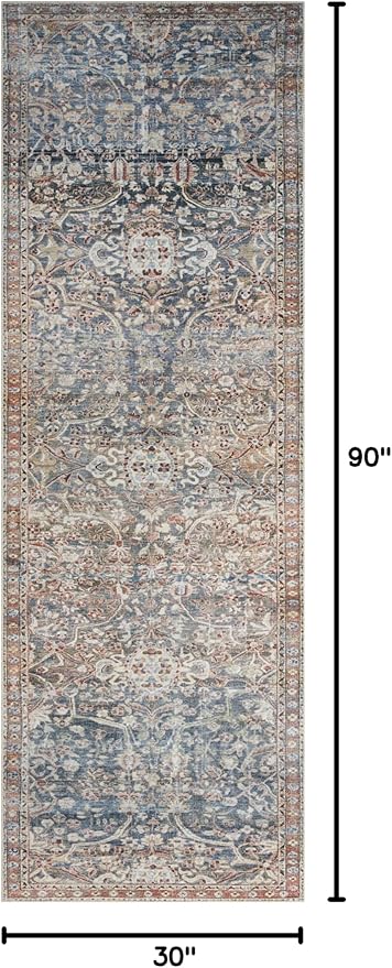 Loloi Chris Loves Julia Jules Collection JUL-06 Denim/Spice 2'-6'' x 7'-6'' - Image 2
