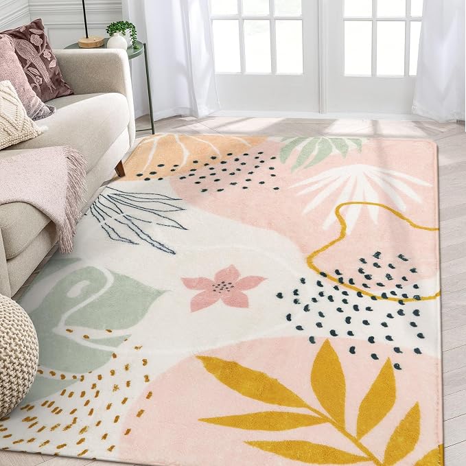 Lahome Pink Carpet for Living Room by Lahome