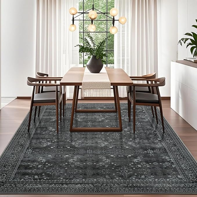 5x7 Machine Washable Area Rug for Living Room Bedroom, Vintage Kitchen Rugs Non - Image 5