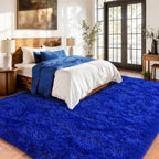 Blue Fluffy Area Rugs for Bedroom, Soft Shaggy Carpets for Living Room - Image 2