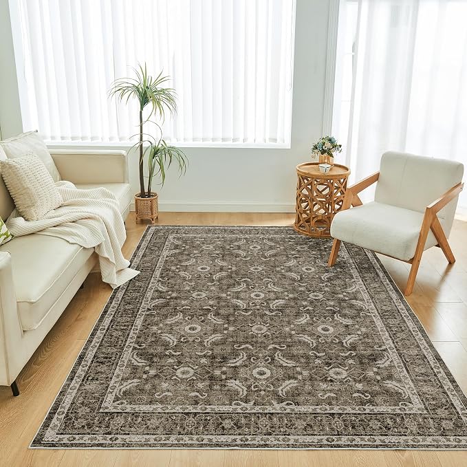 WITSHOCK Living Room Area Rugs 5x8: Soft Non-Slip Backing Washable Rugs Vintage - Image 5
