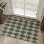 Easy Jute Checkered Entryway Rug, 2x3 Green Modern Indoor Outdoor Doormat by Rugalia