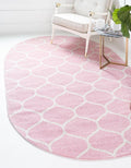 Rugs.com Lattice Frieze Collection Rug – 8' x 10' Oval Light Pink Medium Rug by Rugscom